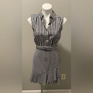 Express plaid Shirt Dress with Ruffle Hem